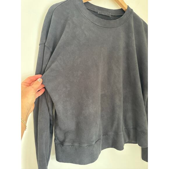 Perfect White Tee Tyler Cotton Crewneck Sweatshirt in Vintage Black-Size S - Picture 4 of 7